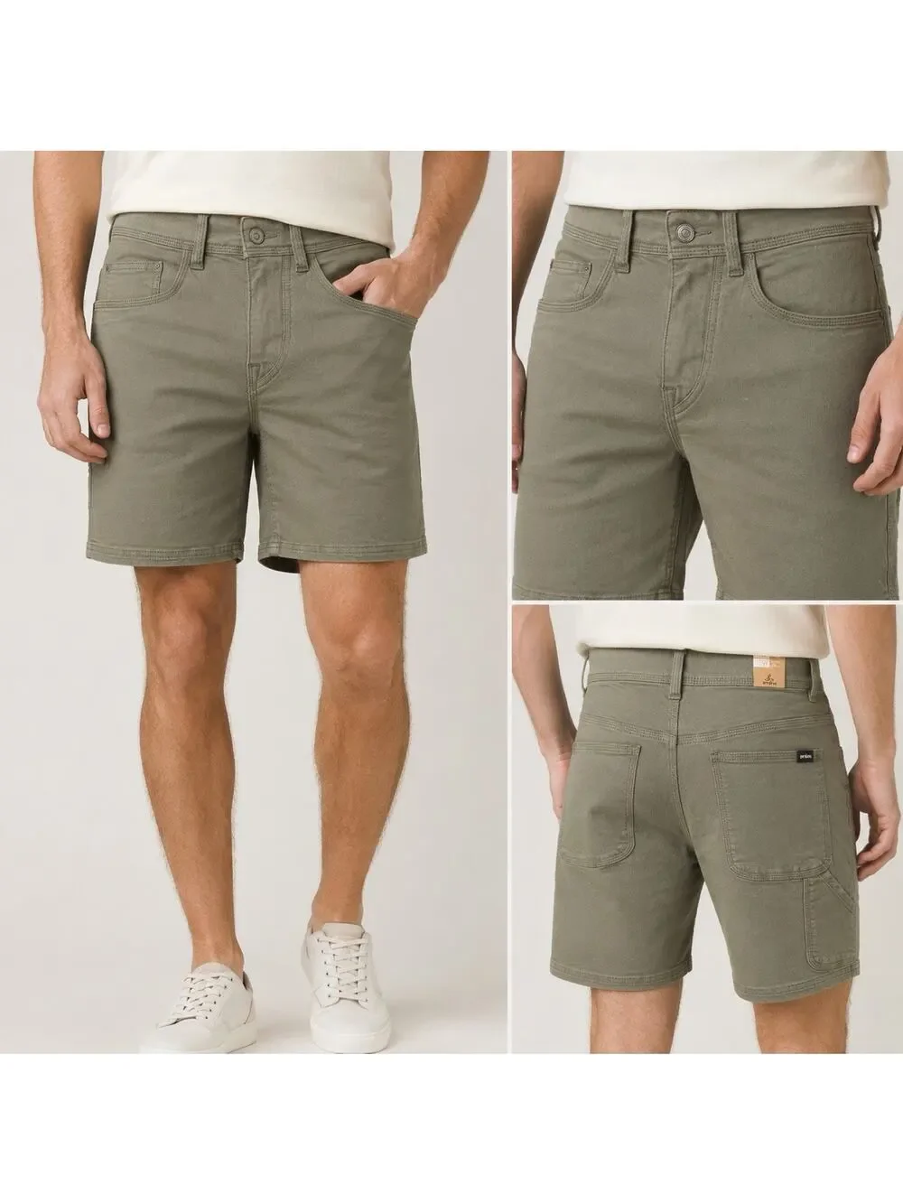 prAna Station Shorts Men’s 28 Rye Green Organic Cotton Stretch Twill NWT 11”